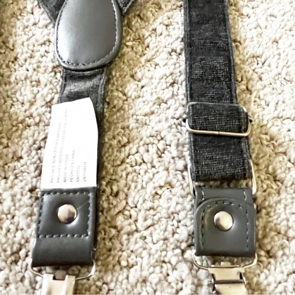 Boys Gray Suspenders Braces Velvet Feel Y-Back Preppy Wedding Silver Clip - Picture 3 of 8